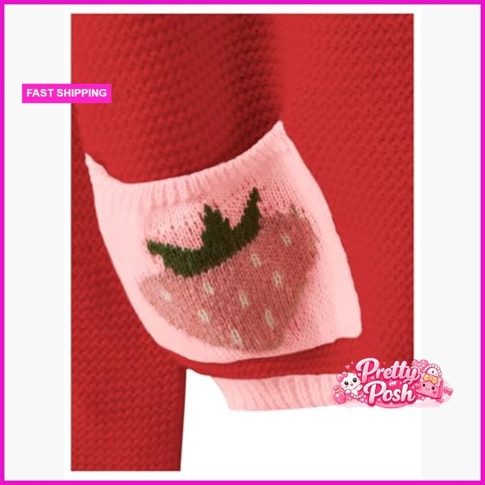 Polyester Kawaii Strawberry Pattern Cardigan Long… - image 4